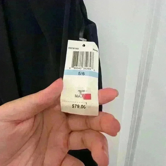 B.Darlin Navy Blue Chiffon Pleated Gown Size 5/6 NWT - Picture 8 of 13